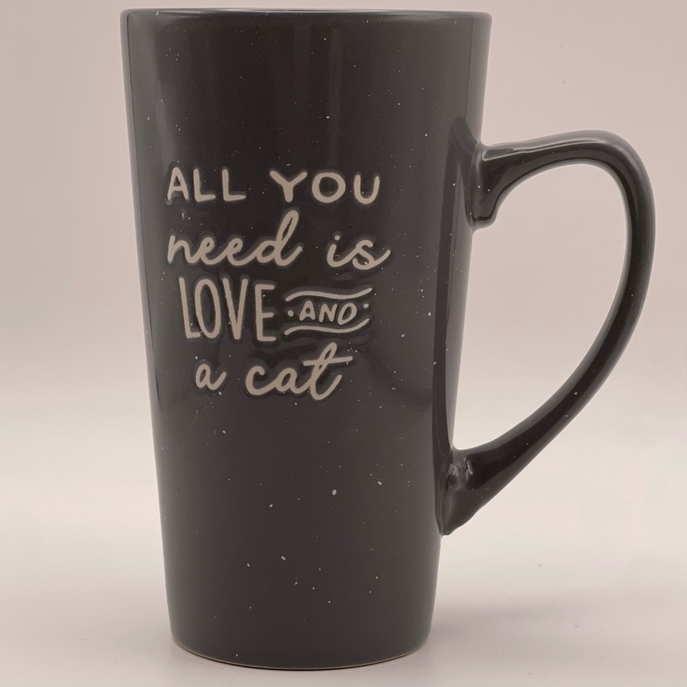 Eccolo Old World Tall Traveler Cat Lover Mug “All You Need Is Love And A Cat”